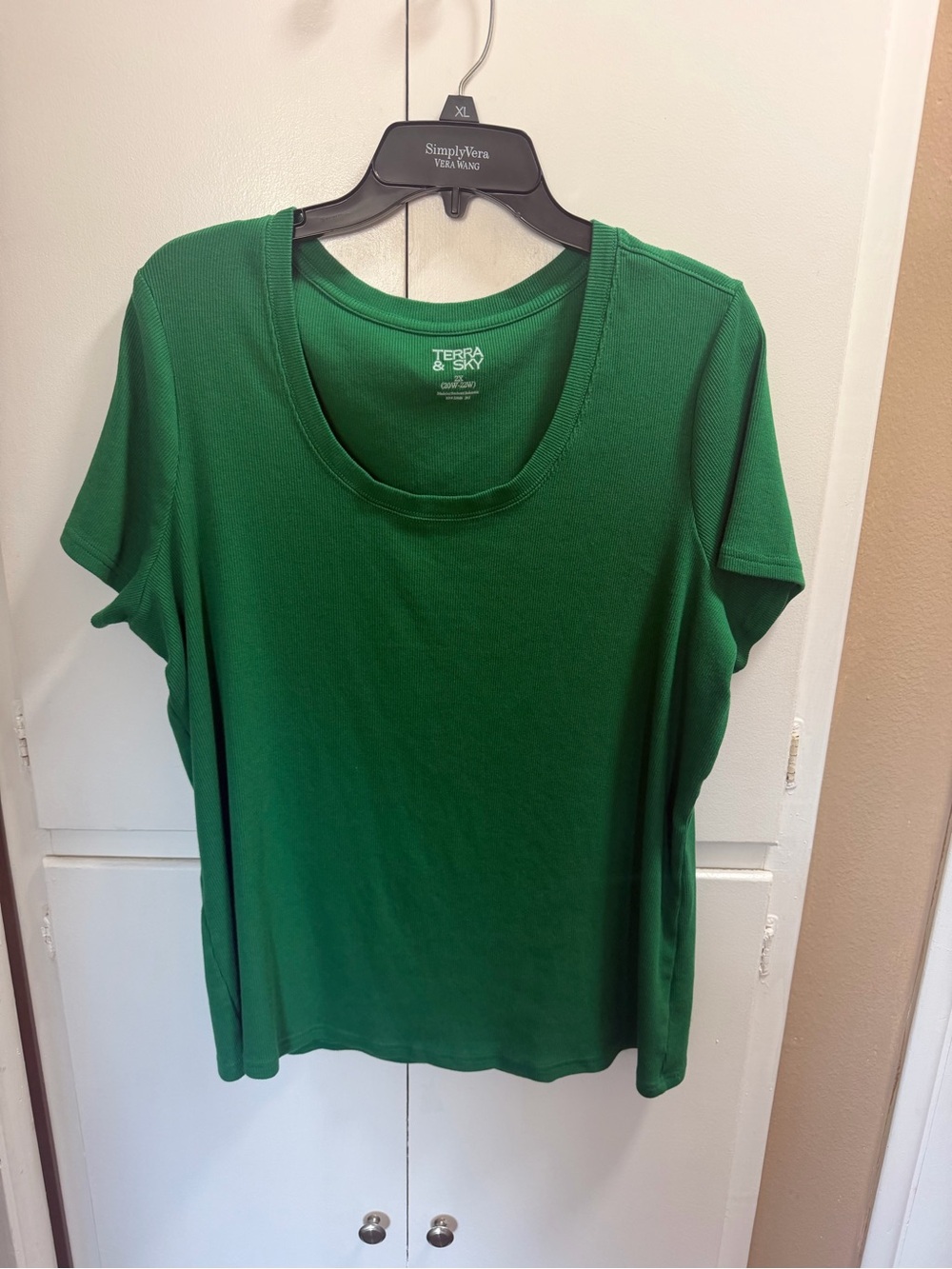 Terra & Sky Women's Green Short Sleeve Scoop Neck Top 2x